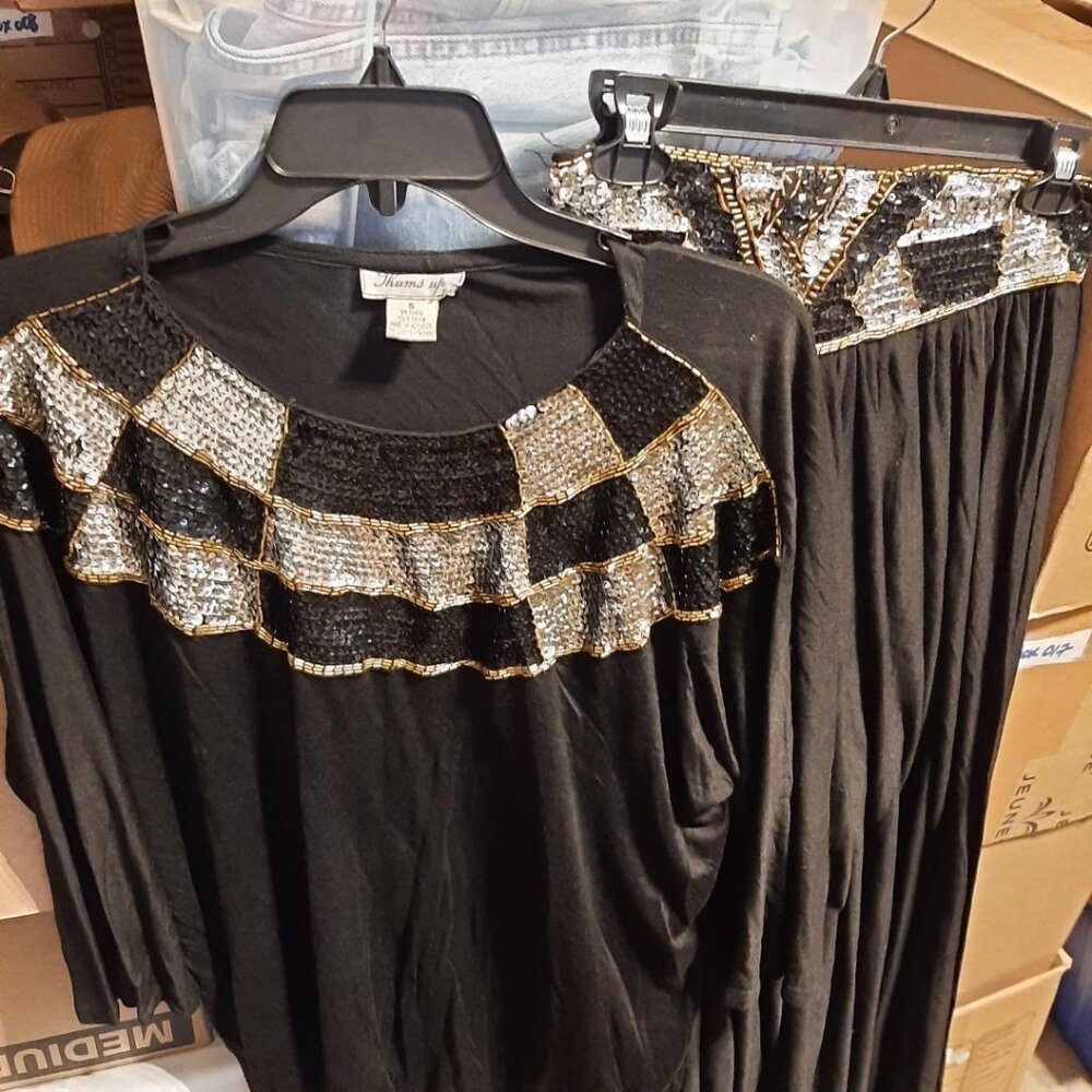 Thums Up Black Sequin Waists Set Size S Worn Once Excellent Condition